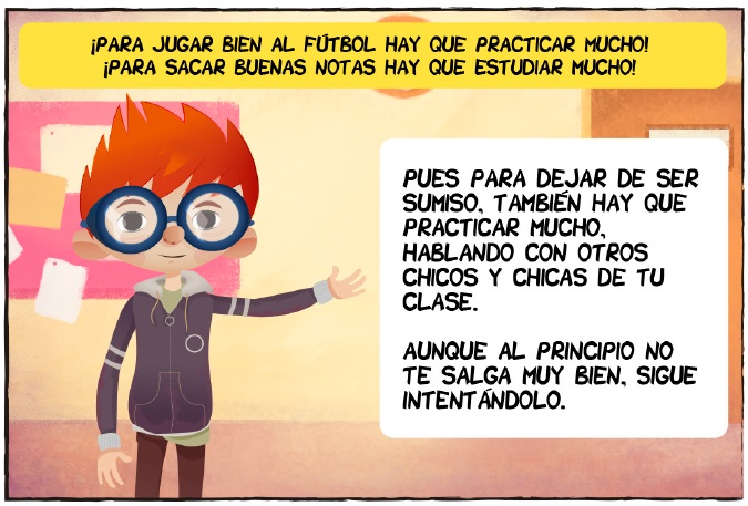 Comic en el que se muestra a personaje con conductas pasivas